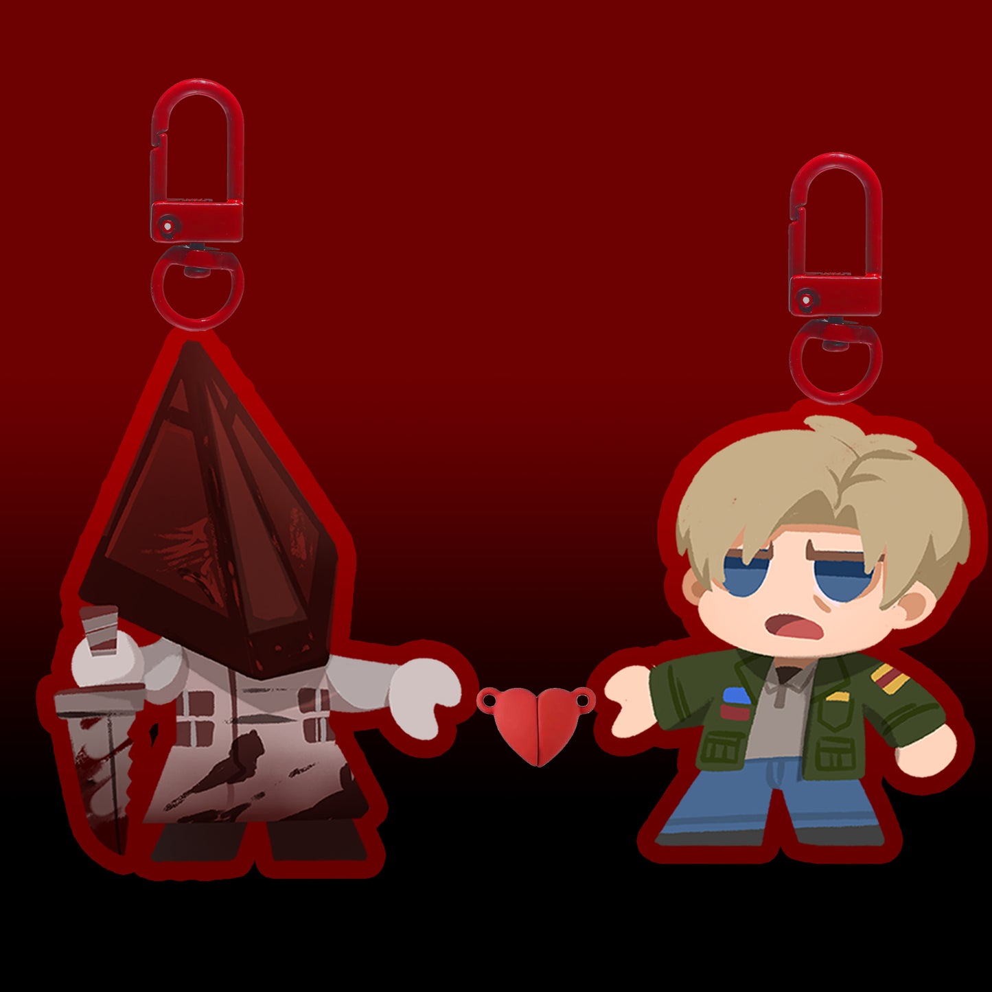Silent hill James and Pyramid Head Magnetic Heart charm