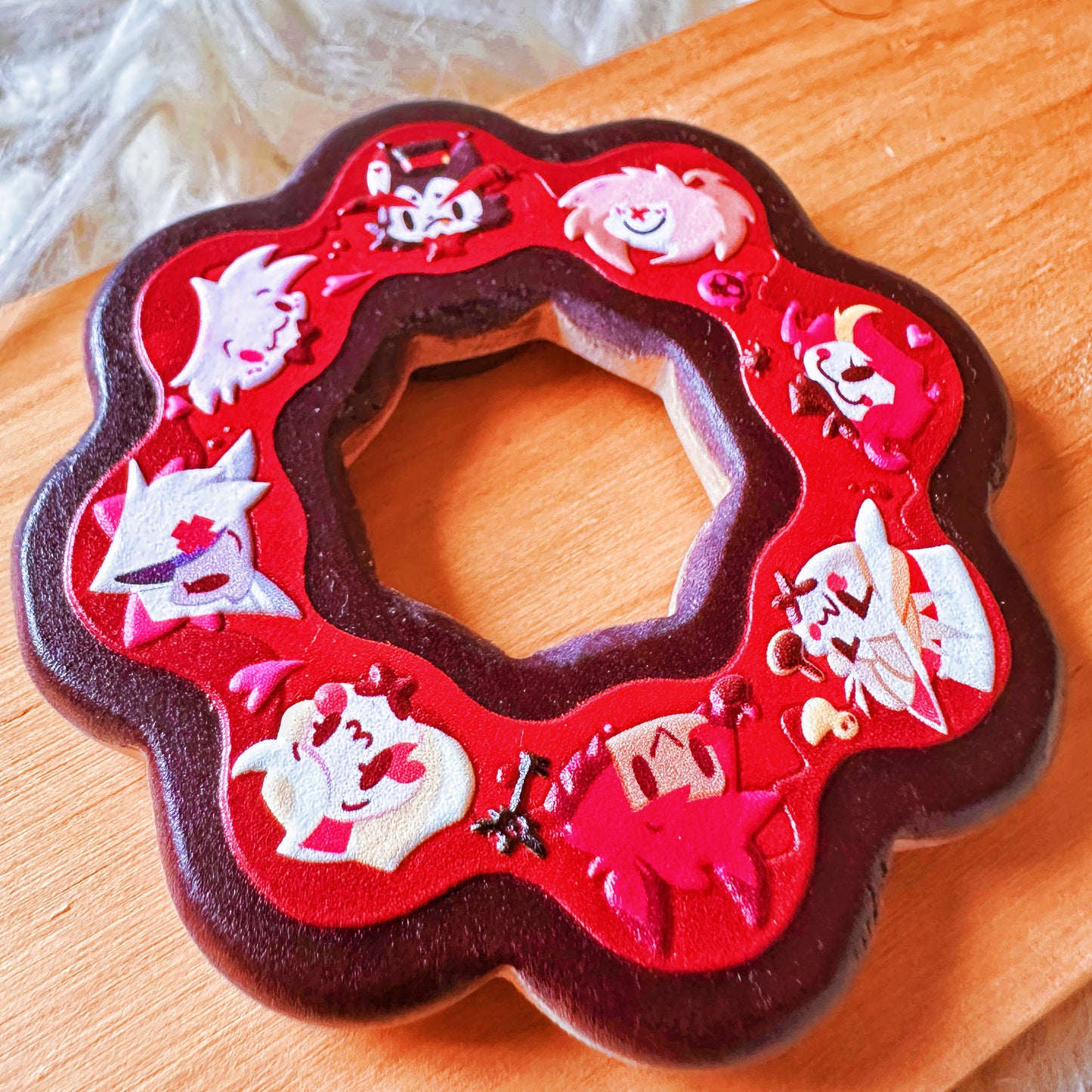 Hazbin Hotel Wooden Donut magnet