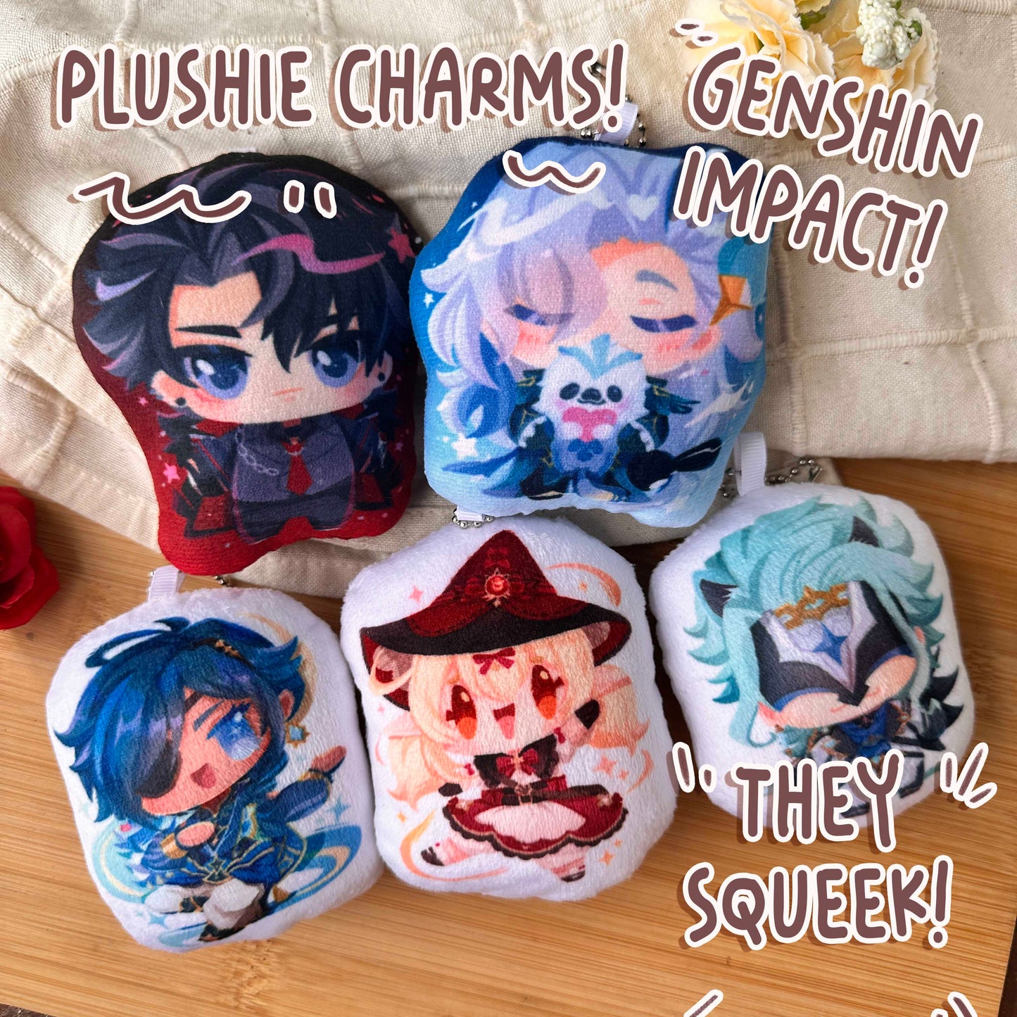 Genshin impact Squeaky Plushie Keychain