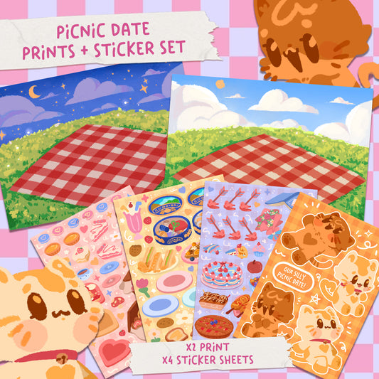 Adorable Valentines Day Picnic Date Print and Sticker pack