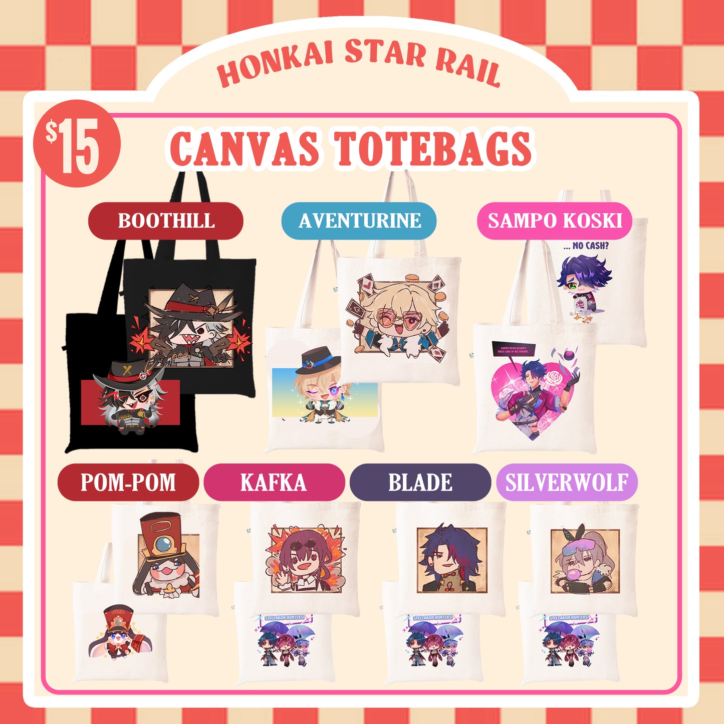 Honkai Star Rail Cute Canvas Totebag