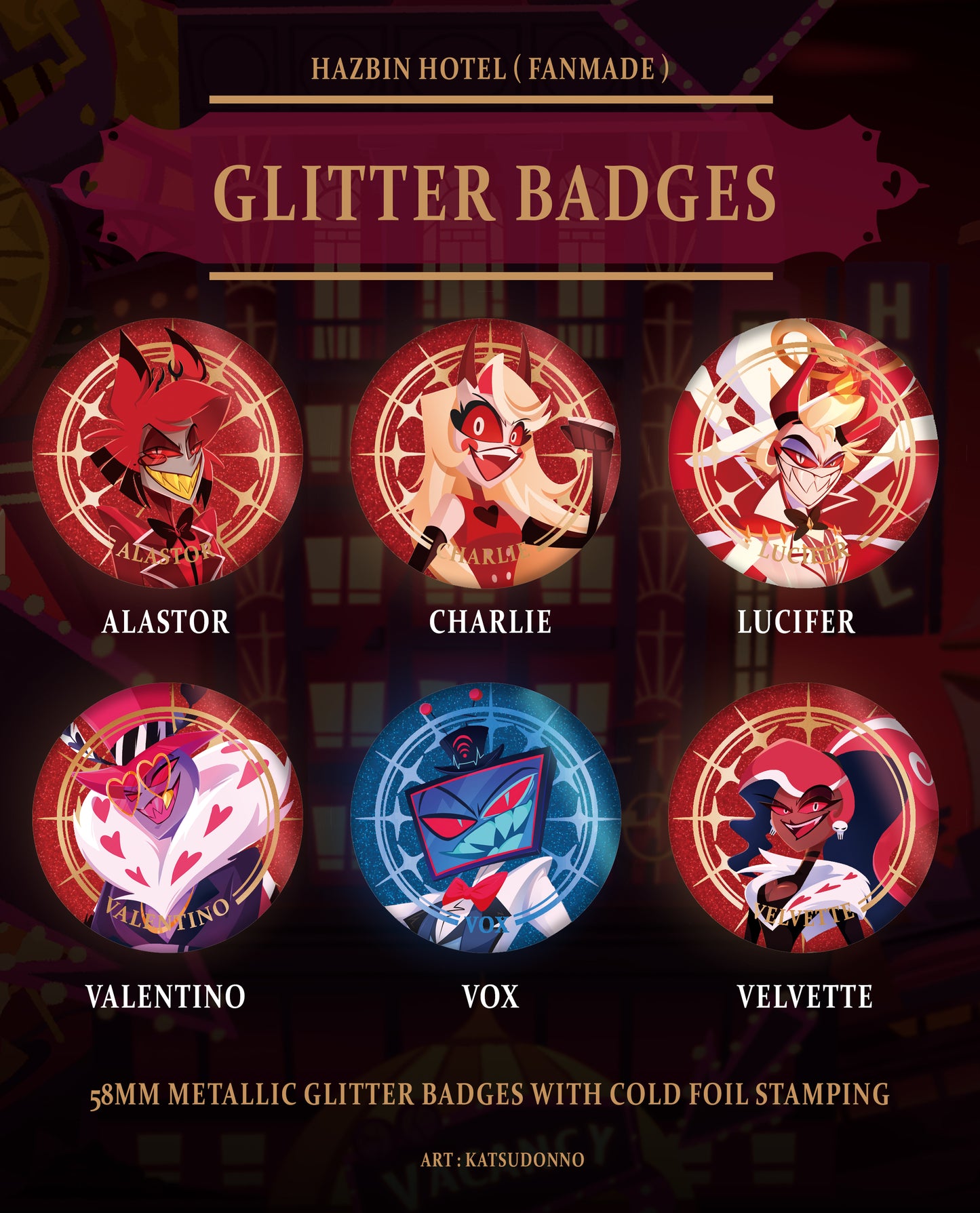 [PREORDER] Hazbin Hotel Vs The Vees Prints & Badges