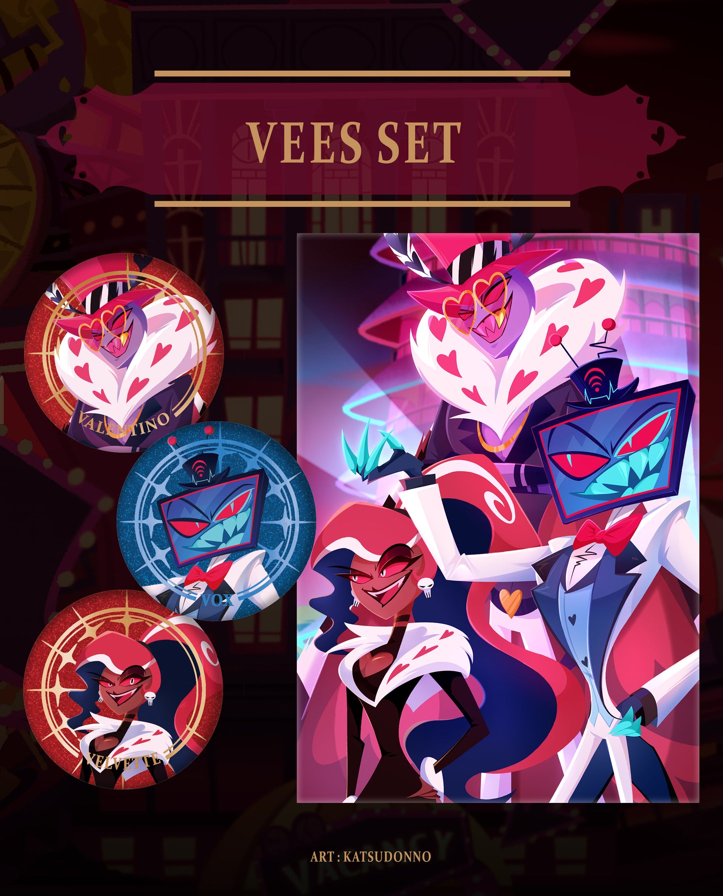 [PREORDER] Hazbin Hotel Vs The Vees Prints & Badges