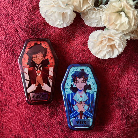 Vox & Alastor Human version Coffin Badges