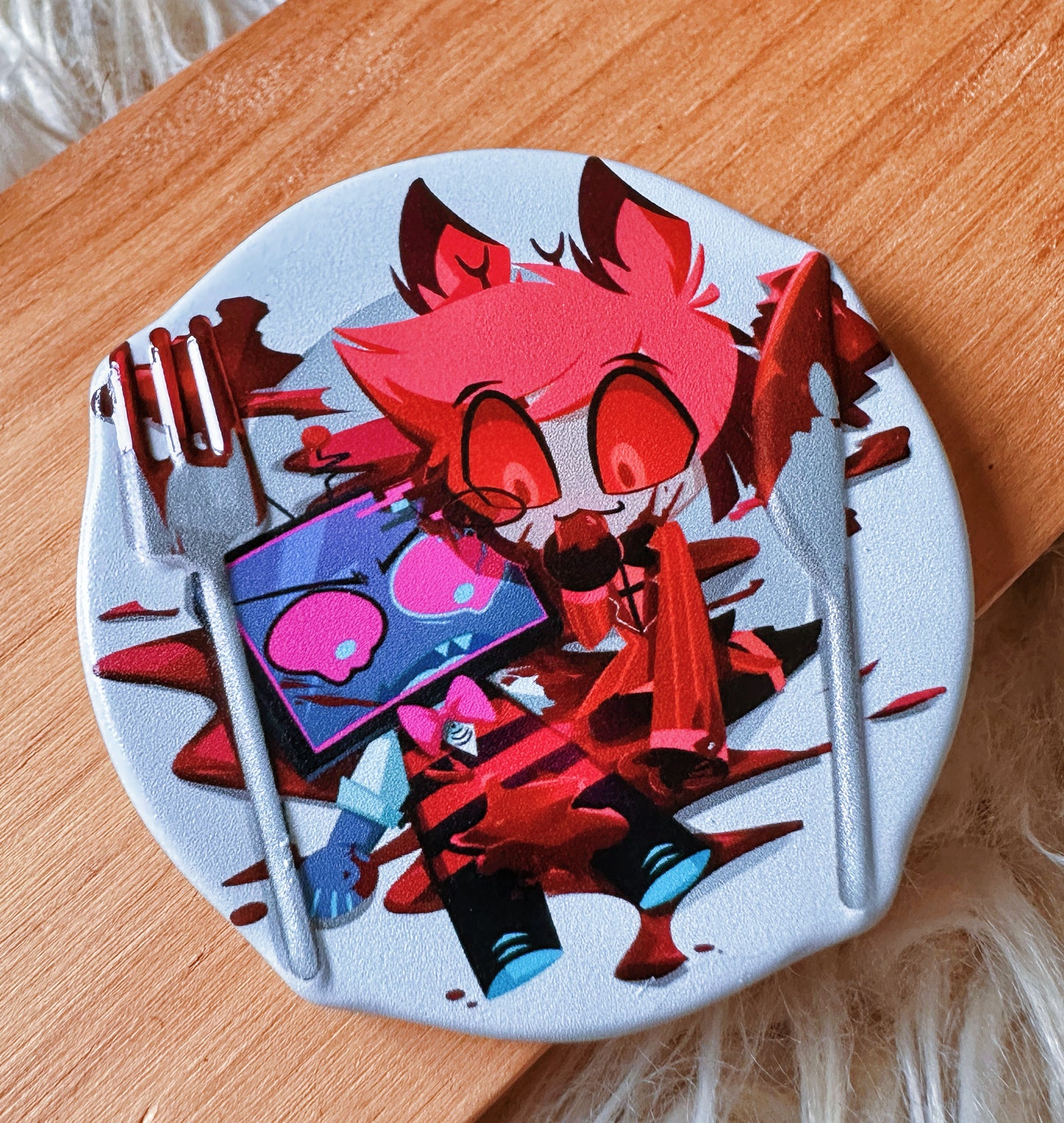 Vox and Alastor plate badge