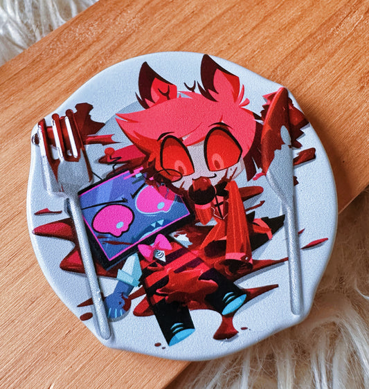 Vox and Alastor plate badge