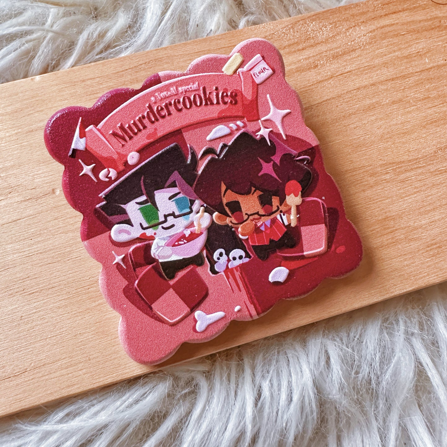 Murdermedia cookie wooden pin