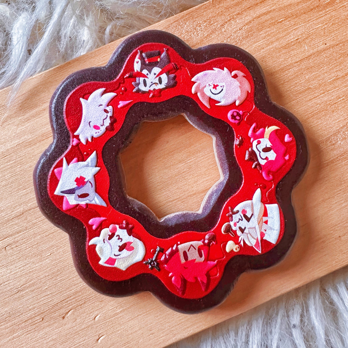 Hazbin Hotel Wooden Donut magnet