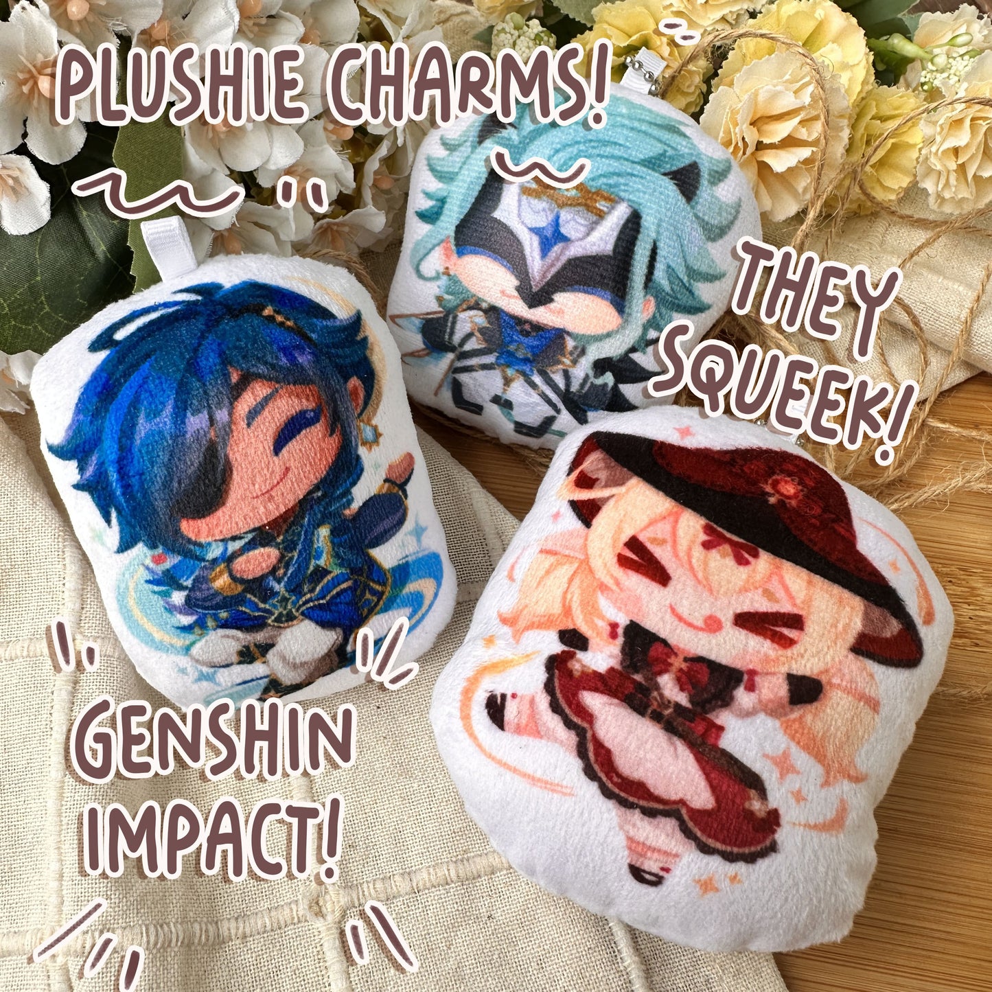 Genshin impact Squeaky Plushie Keychain