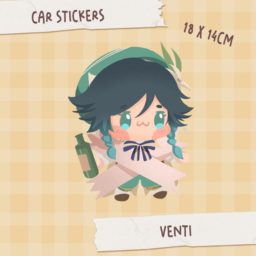 Genshin Impact cute chibi Window Sticker