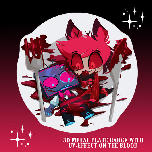 Vox and Alastor plate badge