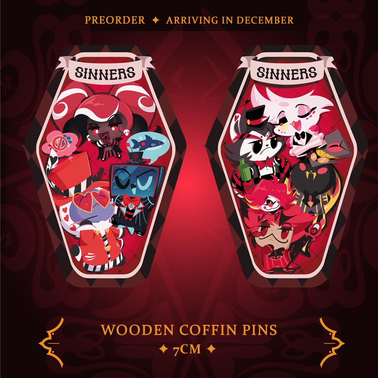 [PRE-ORDER] Hazbin Hotel & Vees Wooden Pins